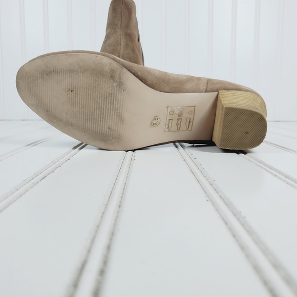 Sole Society Brown Taupe Suede Almond Toe Block Heel Ankle Boots i259 - Picture 11 of 14